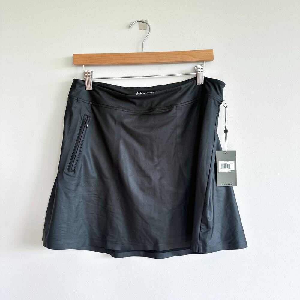 G/Fore Effortless Mid Rise Side Zip Activewear Golf Skort Black L NWT